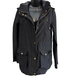 Eden Society Womens S Black Hooded Jacket With Pocket & Zip Details